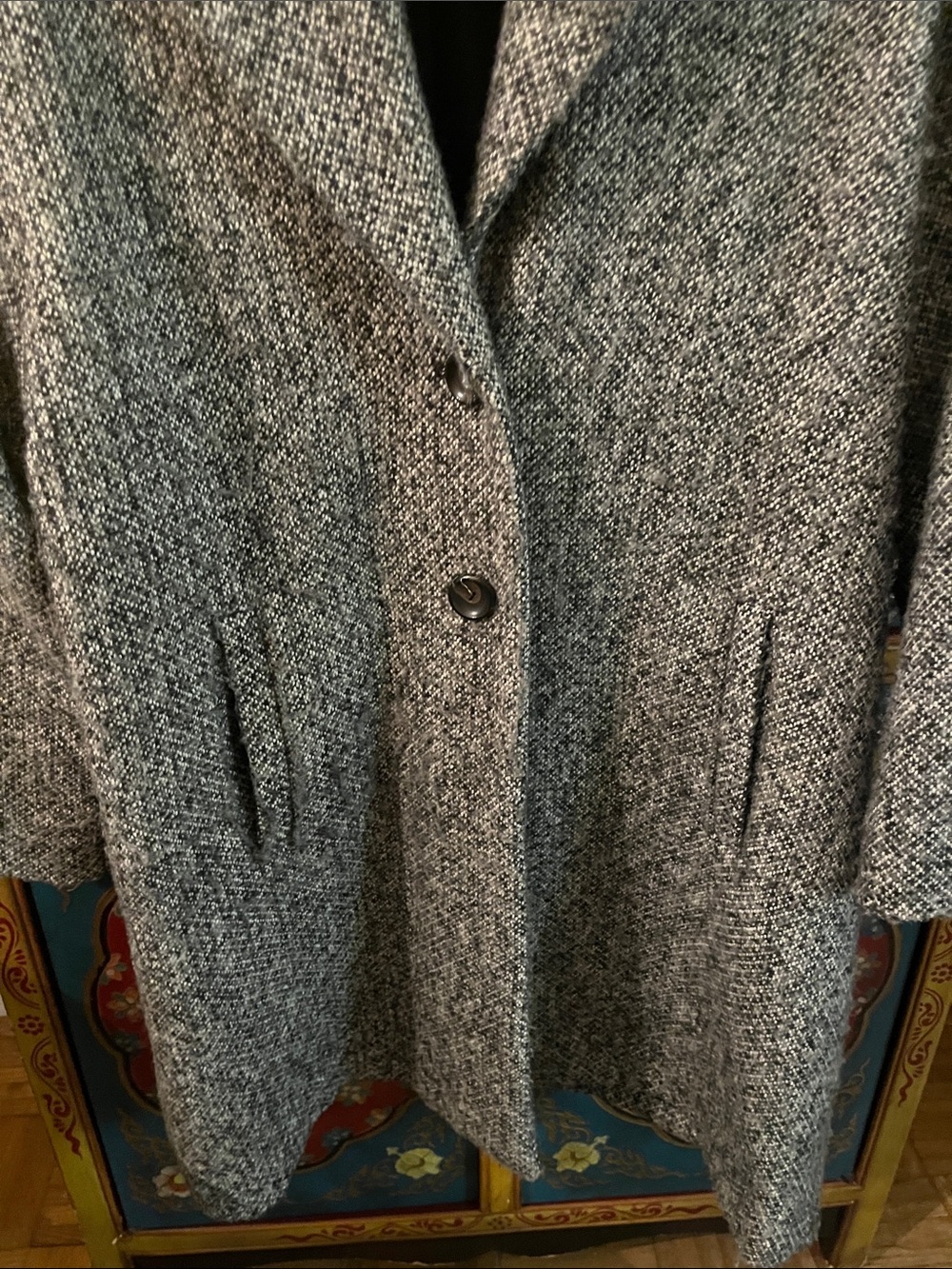 Zara Gray Tweed Short Coat with Notch Collar - size M